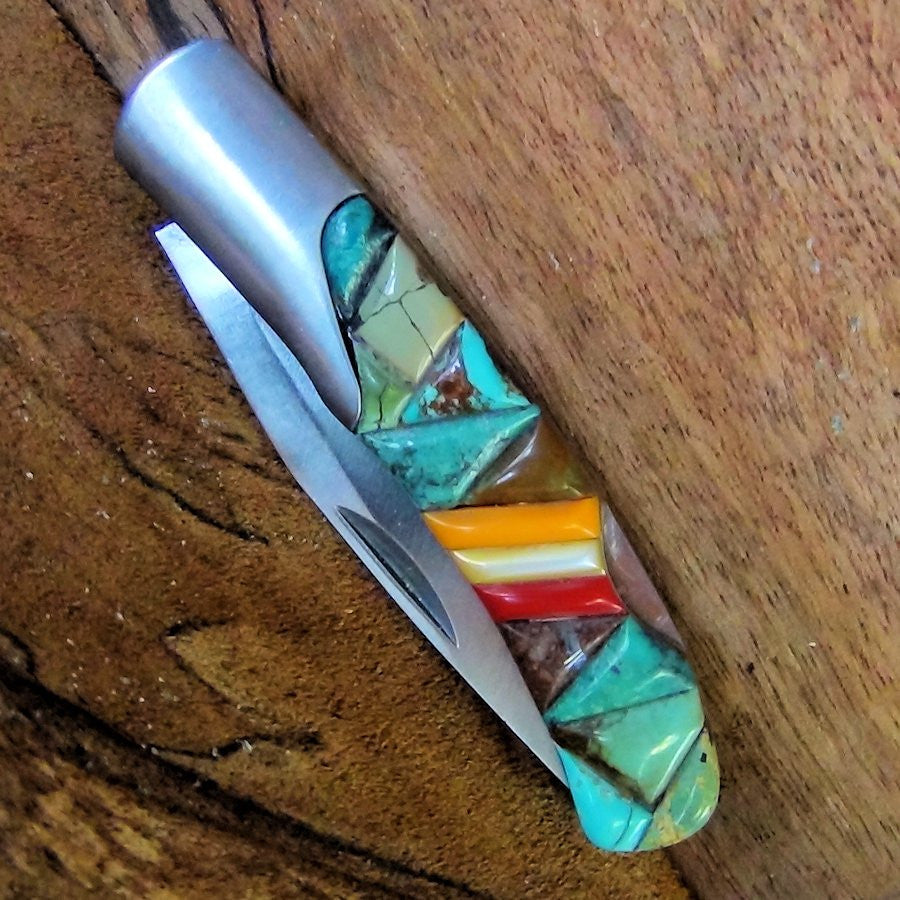 Couteau Pliant Manche Turquoise, Corail, Nacre