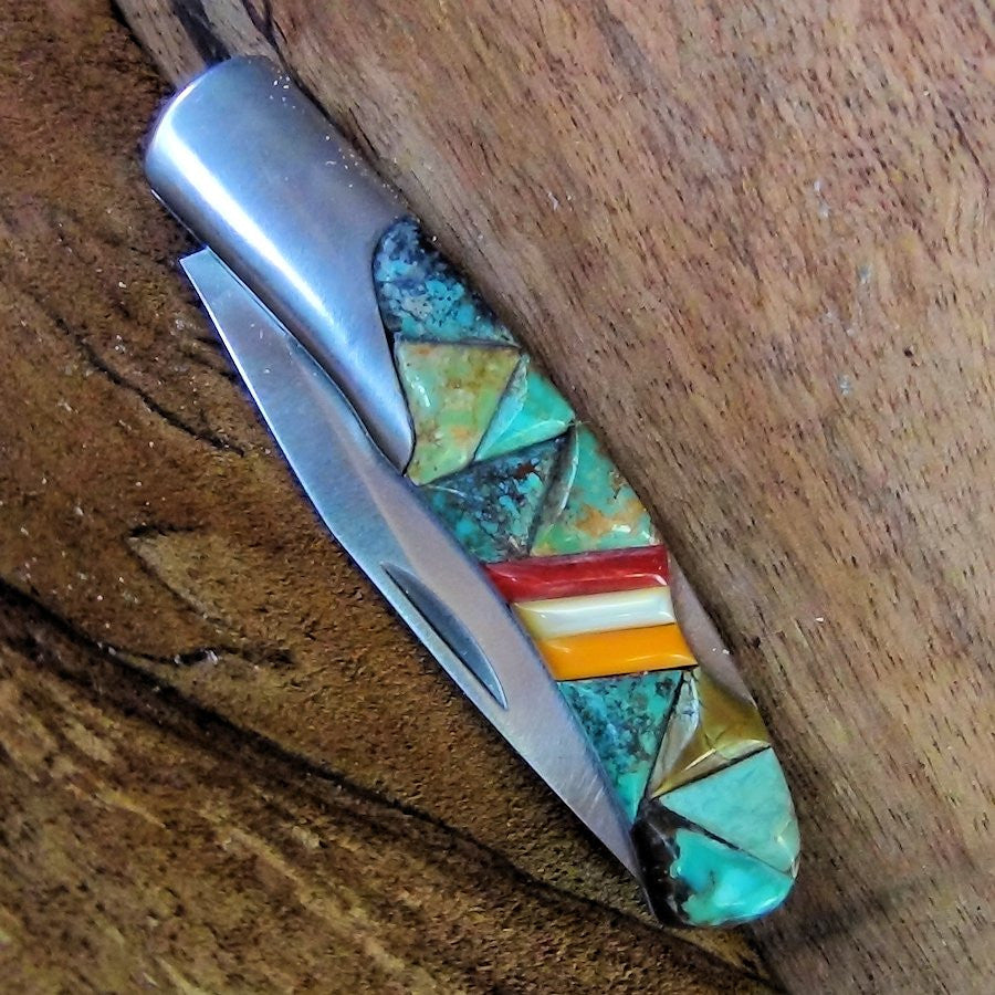 Couteau Pliant Manche Turquoise, Corail, Nacre