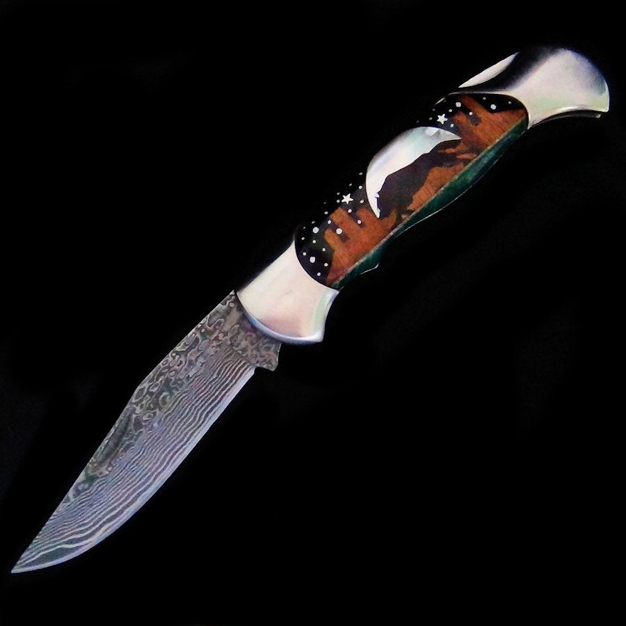 Couteau Pliant Running Wolf by Night