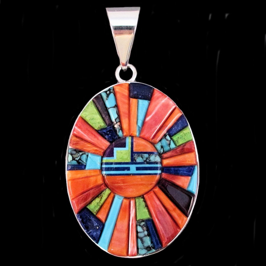 Pendentif Dieu Soleil Zuni , Overlay Multicolore