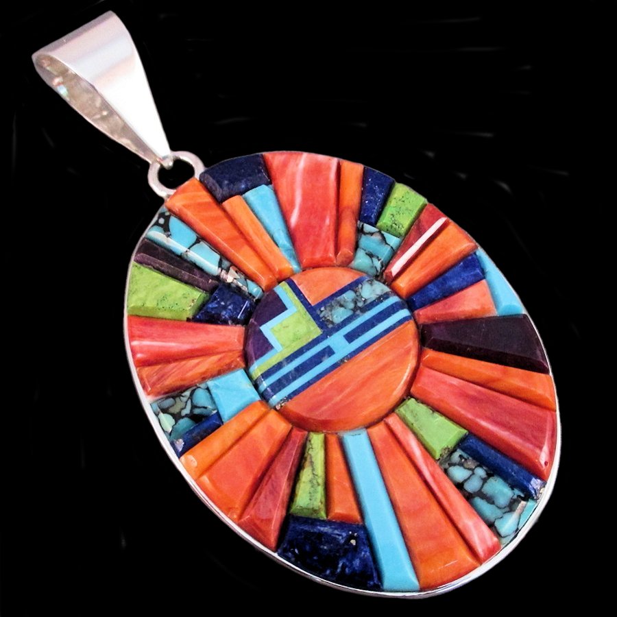 Pendentif Dieu Soleil Zuni , Overlay Multicolore