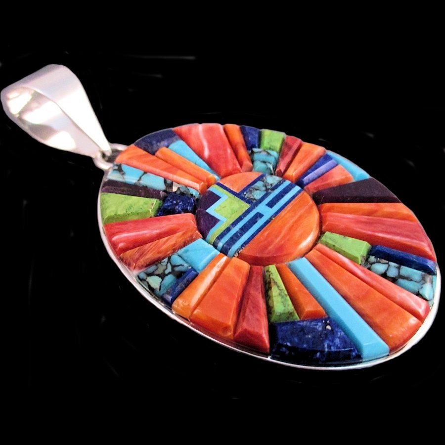 Pendentif Dieu Soleil Zuni , Overlay Multicolore