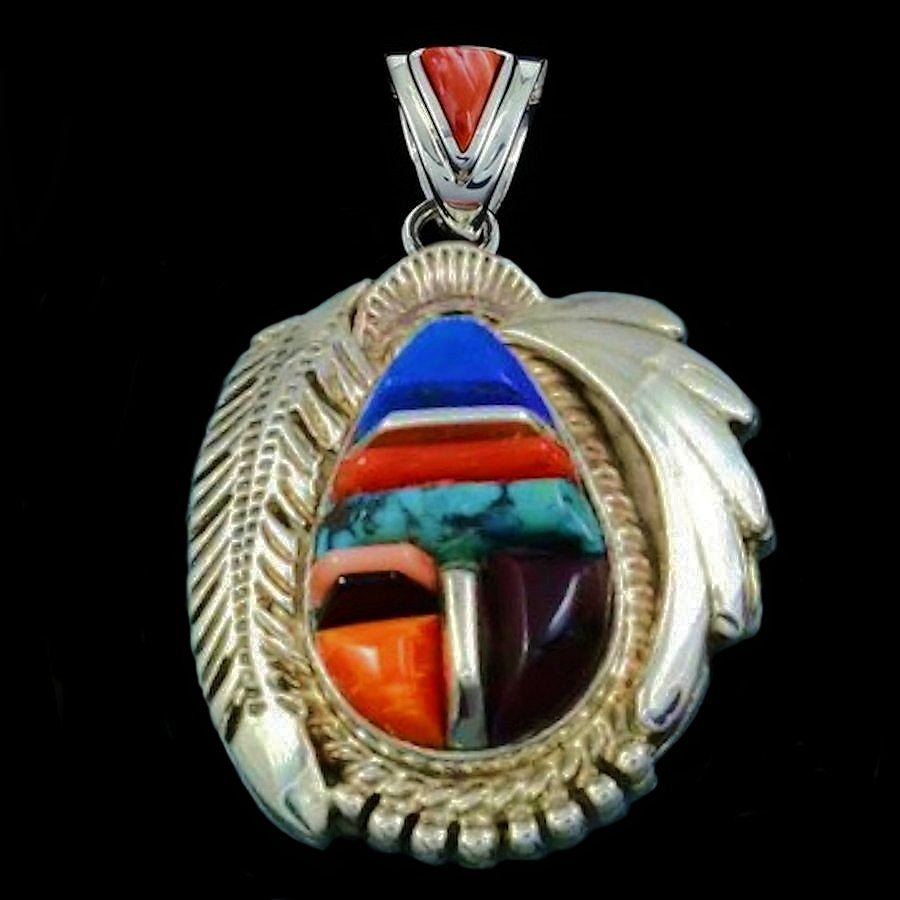 Pendentif Navajo Design Teardrop, Cobblestone Inlay Multicolore