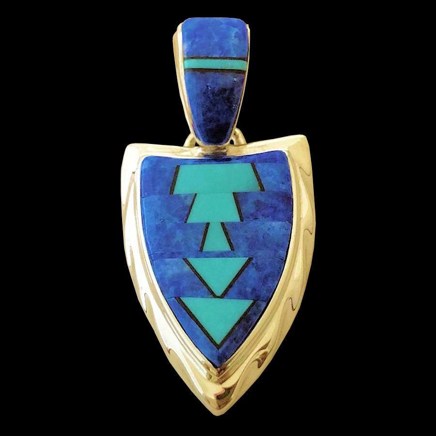 Pendentif Navajo Pointe de Flèche, Turquoise et Lapis Lazuli