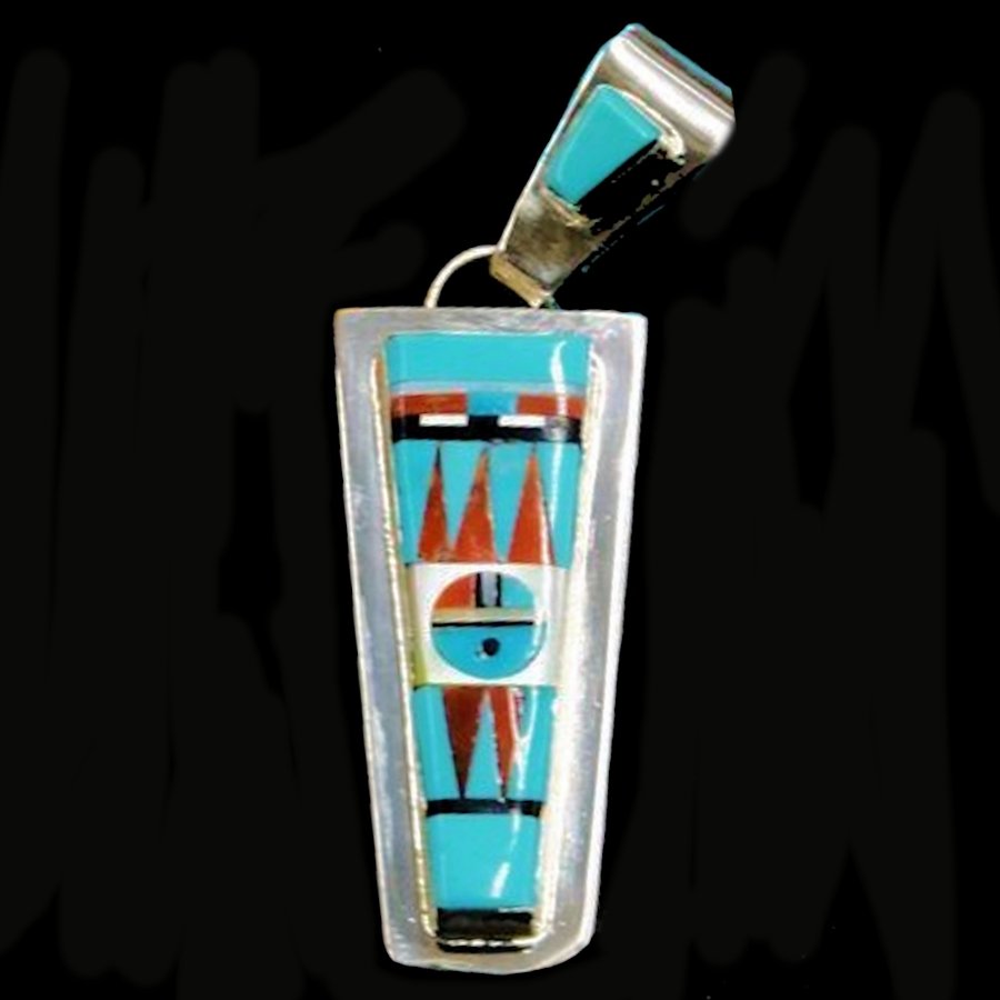 Pendentif Amérindien Dieu Soleil Zuni, Turquoise
