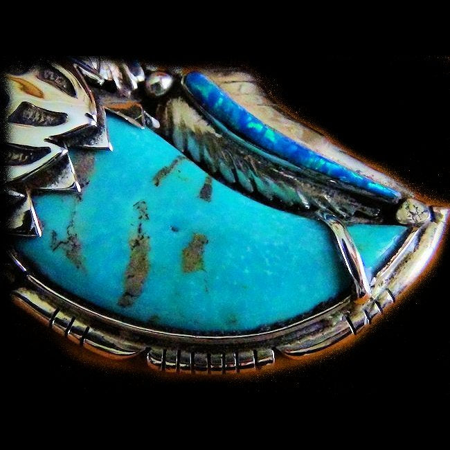 Pendentif Argent 925, Griffe d'Ours en Turquoise