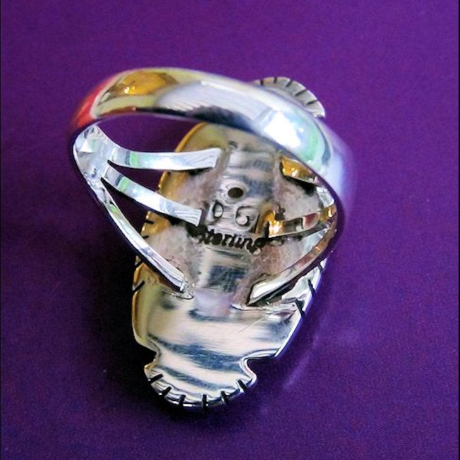 Bague Ovale Turquoise, Corail &amp; Nacre Mosaïque Overlay