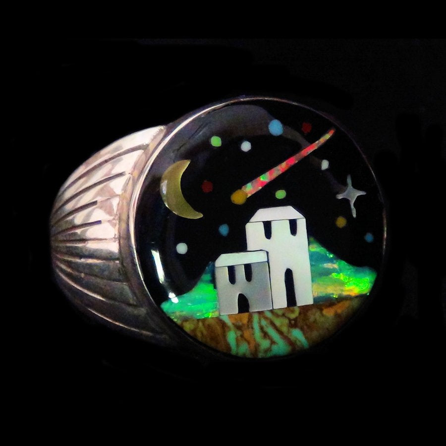 Bague Navajo en Argent 925 Pueblo de Nuit, Bijou Amerindien
