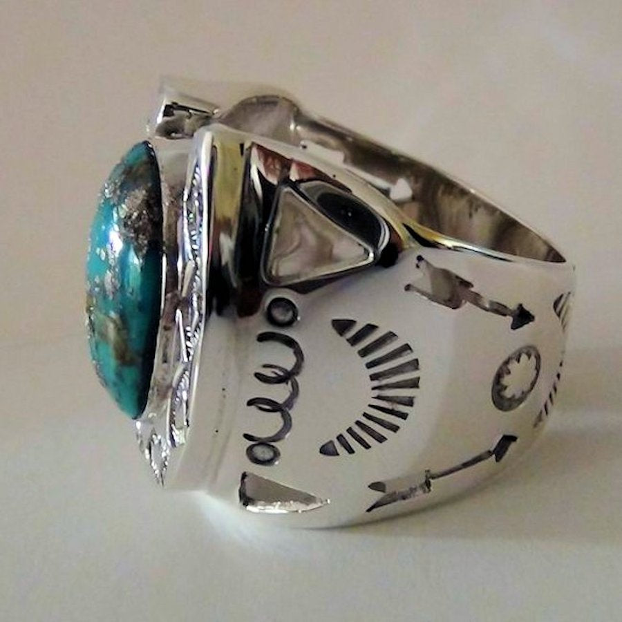 Bague Fer à Cheval et Cabochon Pierre Semi-Précieuse, Couleur Au Choix