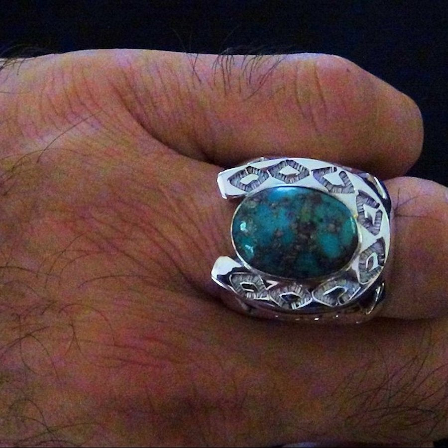 Bague Fer à Cheval et Cabochon Pierre Semi-Précieuse, Couleur Au Choix