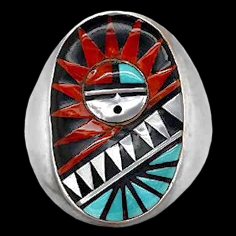 Bague Zuni, Sungod Face en Argent