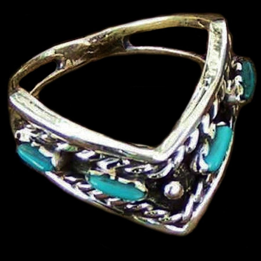 Bague Argent en V, avec 4 Pierres, Couleur au Choix