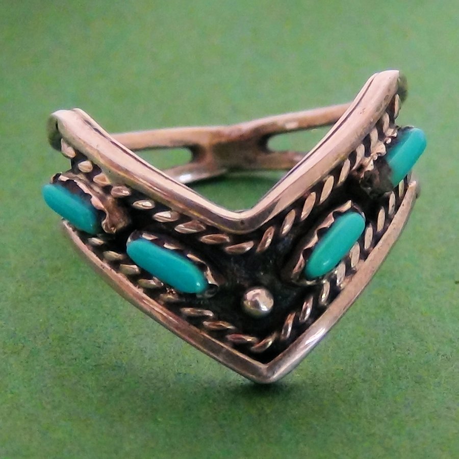 Bague Argent en V, avec 4 Pierres, Couleur au Choix