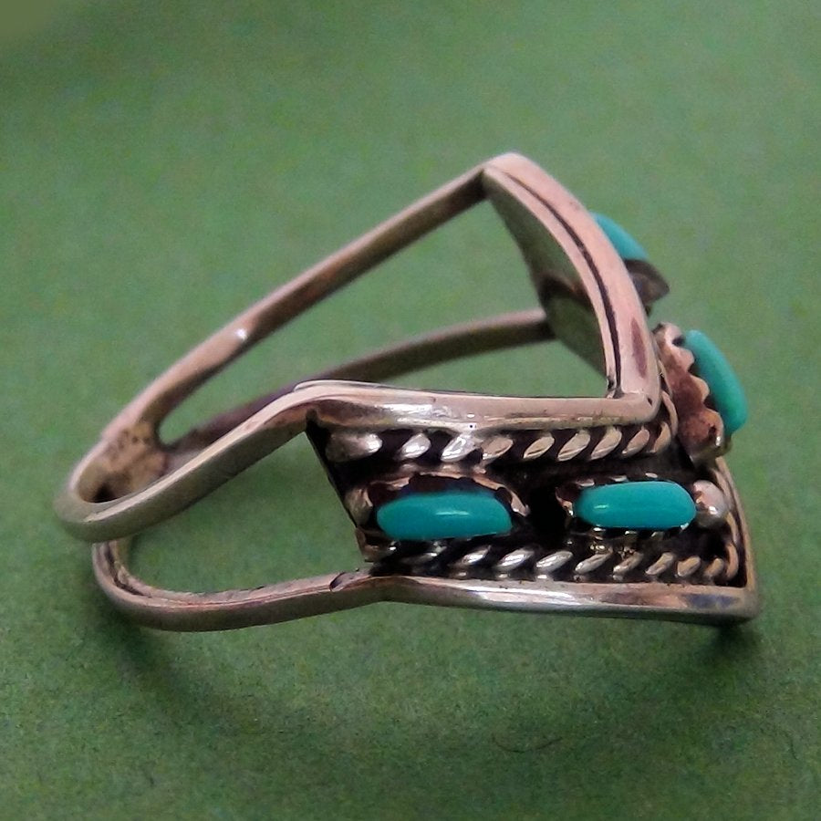 Bague Argent en V, avec 4 Pierres, Couleur au Choix