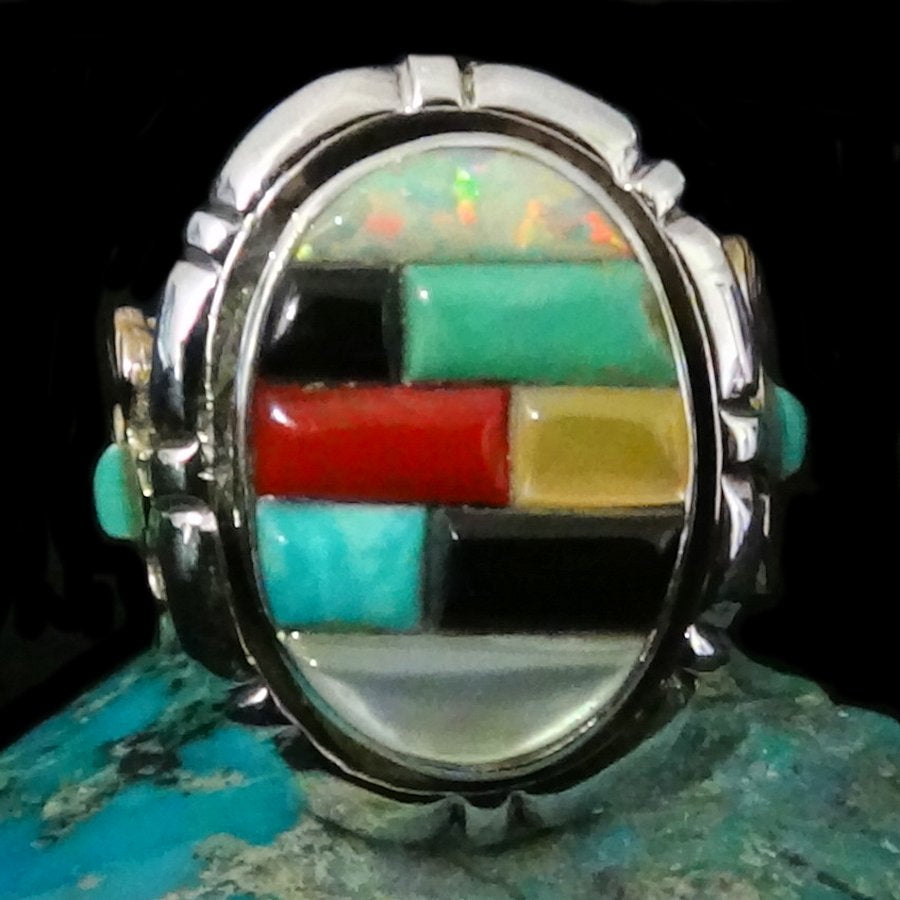 Bague Navajo Cobblestone Inlay Multicolores