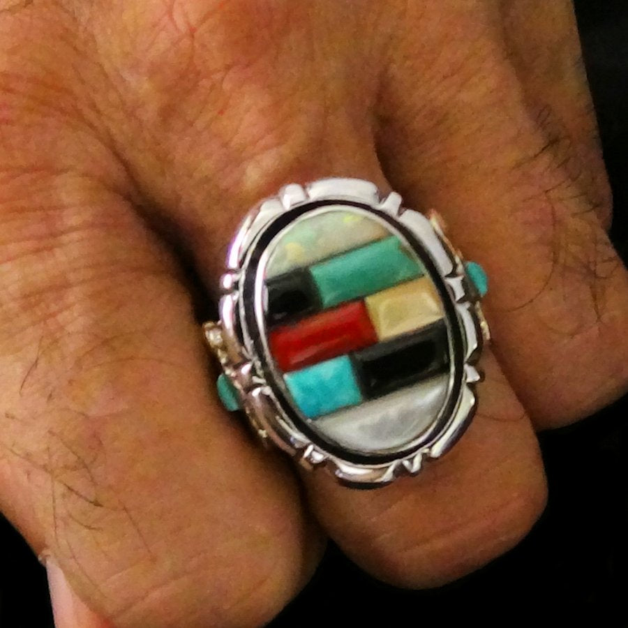 Bague Navajo Cobblestone Inlay Multicolores