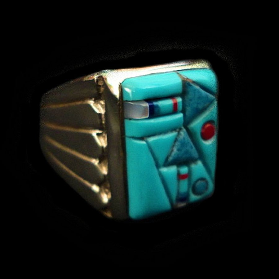 Bague Navajo Rectangulaire Overlay Flèche