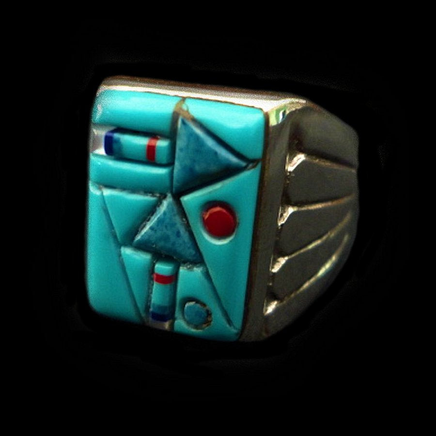 Bague Navajo Rectangulaire Overlay Flèche