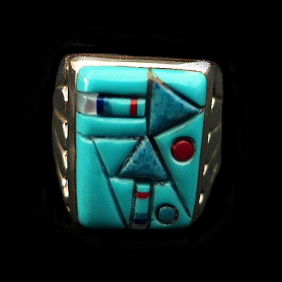 Bague Navajo Rectangulaire Overlay Flèche