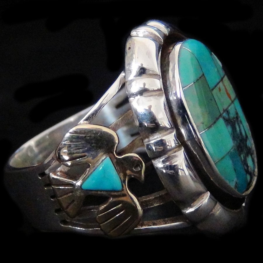 Bague Amérindienne Navajo Channel Inlay Turquoise