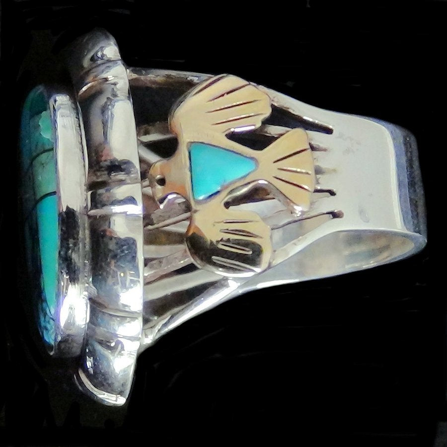 Bague Amérindienne Navajo Channel Inlay Turquoise