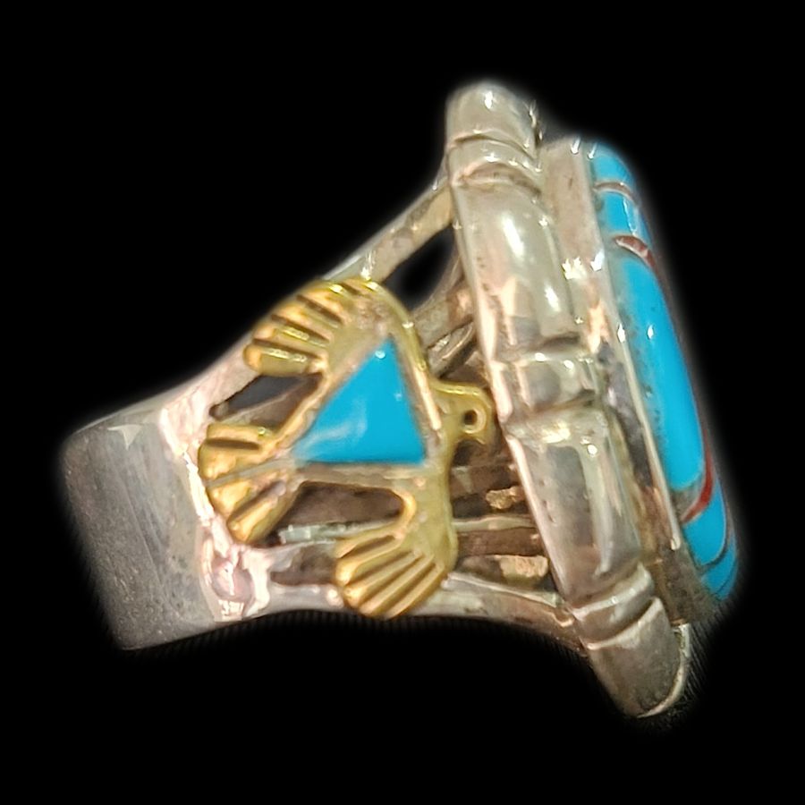 Bague Amérindienne Navajo Channel Inlay Turquoise