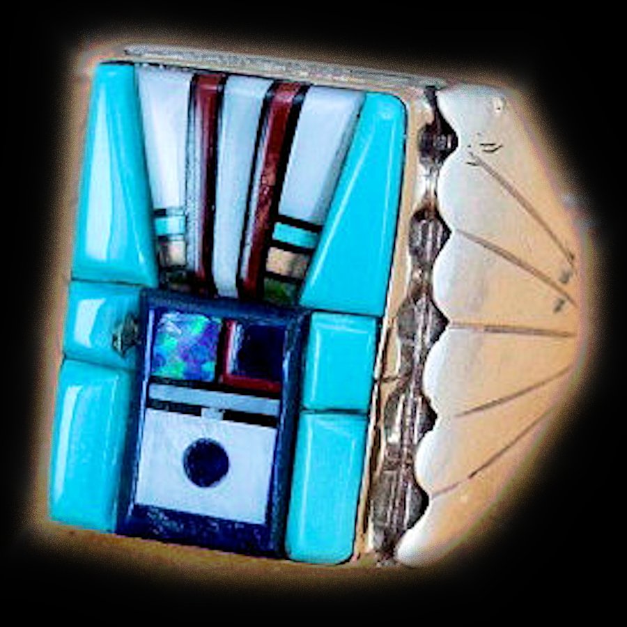 Bague Tête d'Indien Overlay Turquoise