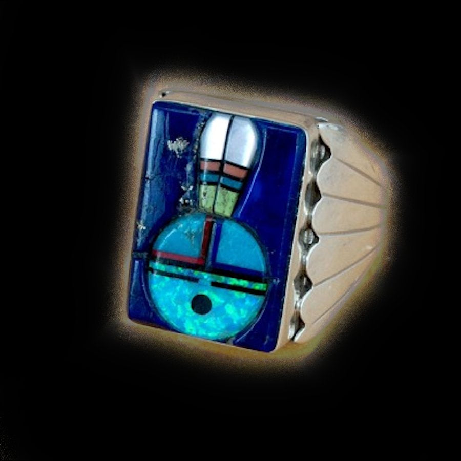 Bague Tête d'Indien Overlay, Lapis Lazuli et Turquoise