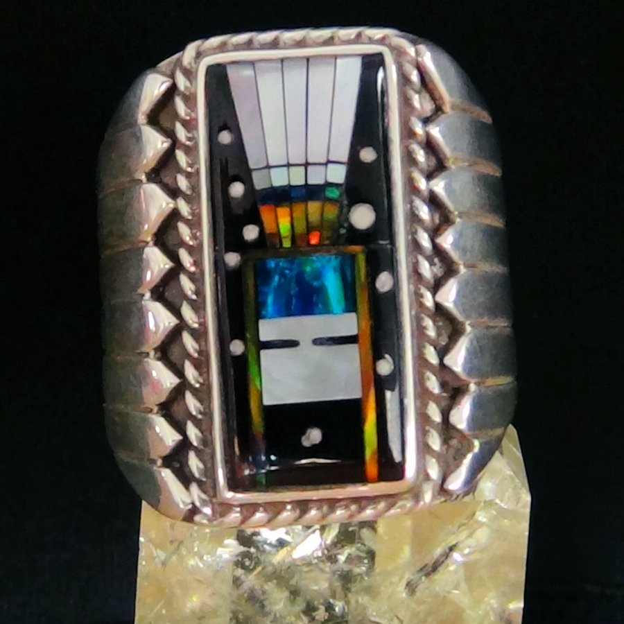 Bague Chevalière Zuni, en Argent et pierres semi précieuses