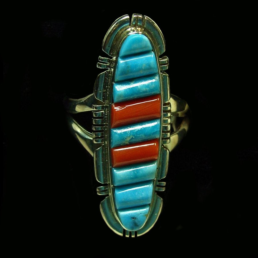 Bague Overlay Turquoise &amp; Corail