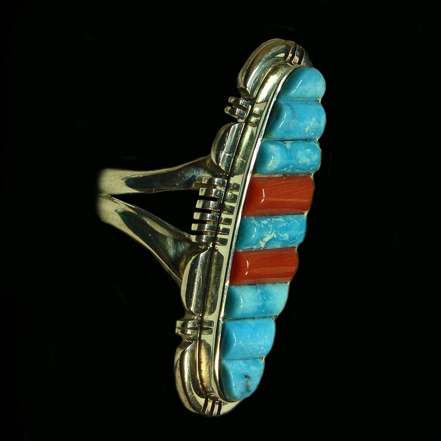 Bague Overlay Turquoise &amp; Corail