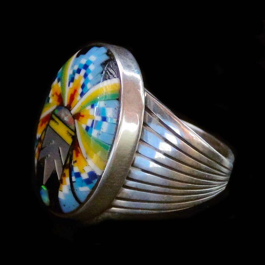 Bague Kashina en Argent, Pierres et Opale, Stone-to-stone Inlay