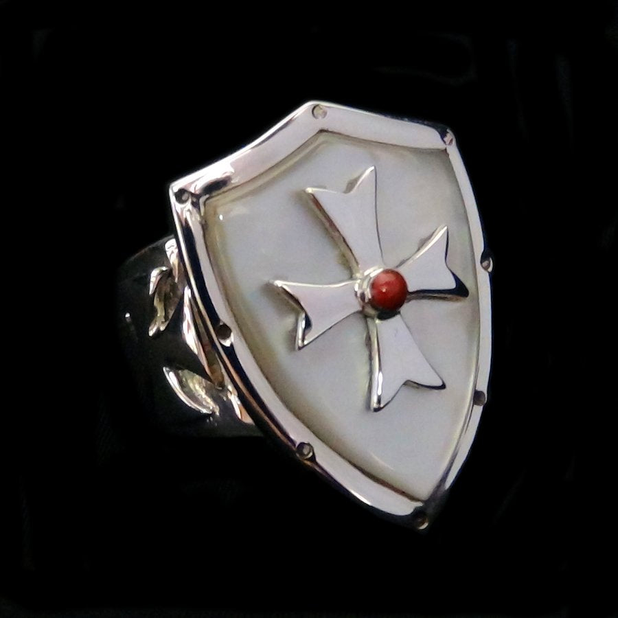 Bague Chevalier Ordre Templier Croix de Malte en Argent