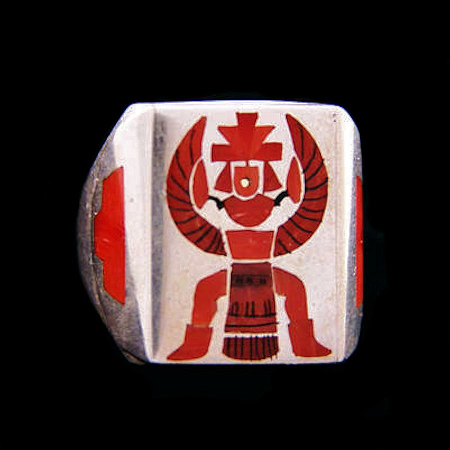 Bague Argent Zuni Knife Wing en Argent et Corail