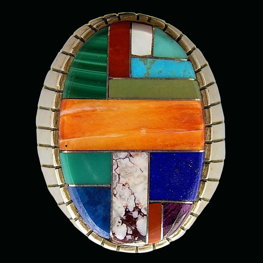 Bague Navajo Ovale Channel Inlay Multicolore