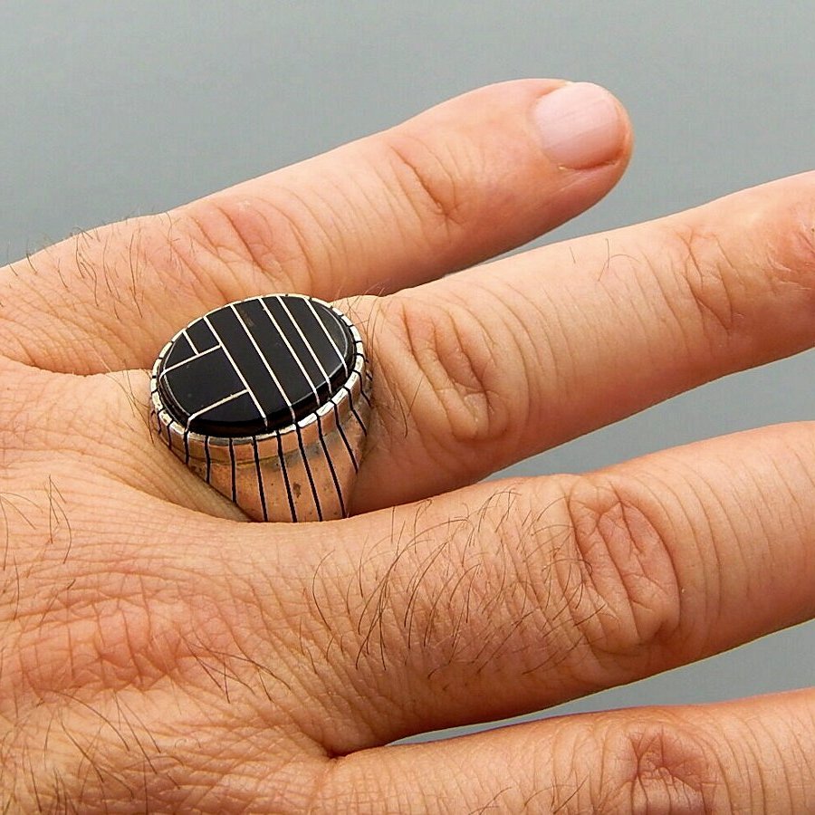 Bague Navajo Channel Inlay en Argent