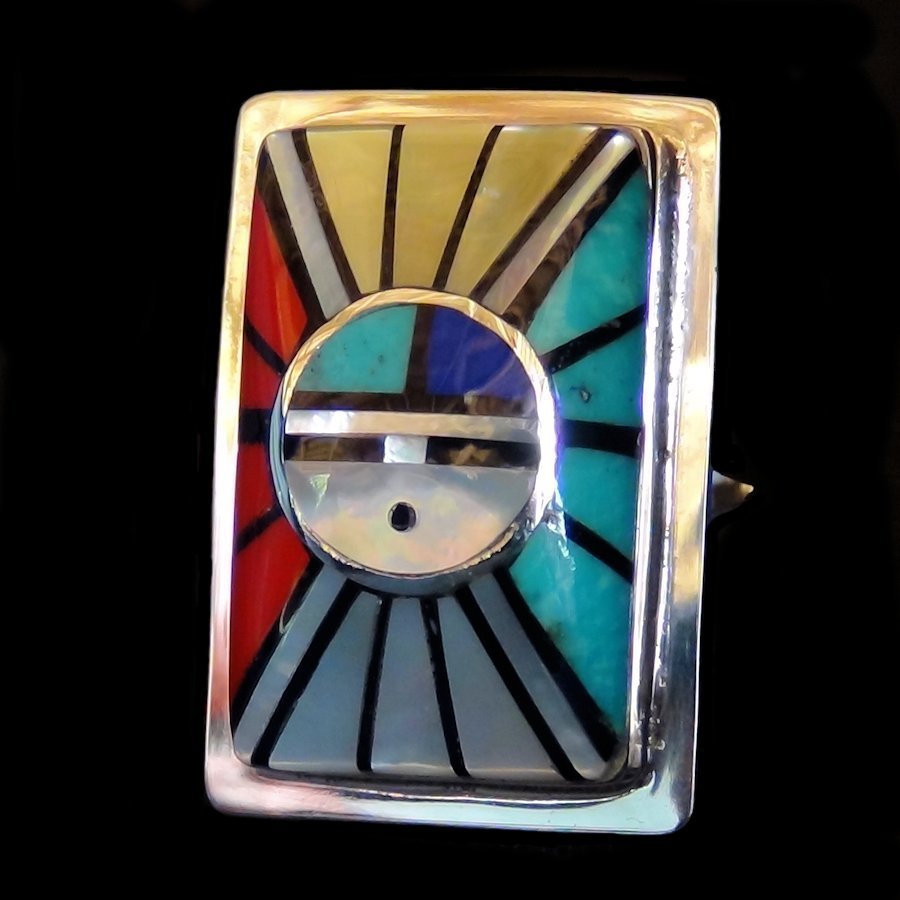 Bague Dieu Soleil Zuni Rectangulaire