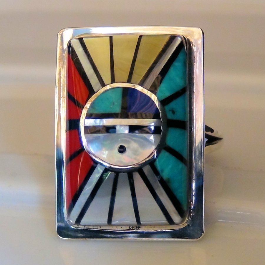 Bague Dieu Soleil Zuni Rectangulaire