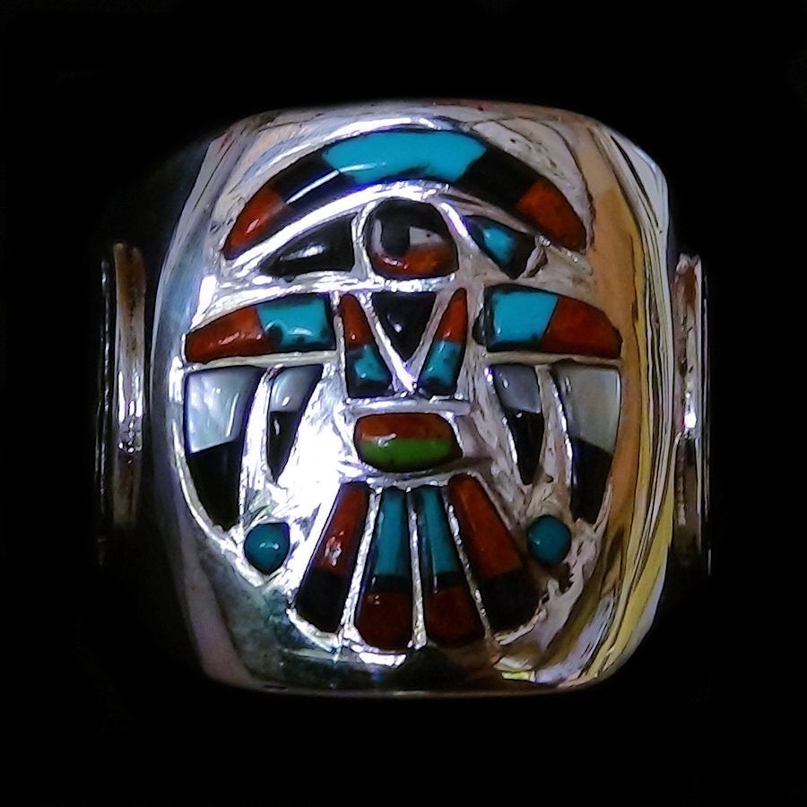 Bague Chevalière Tunderbird Overlay en Argent Pour Homme