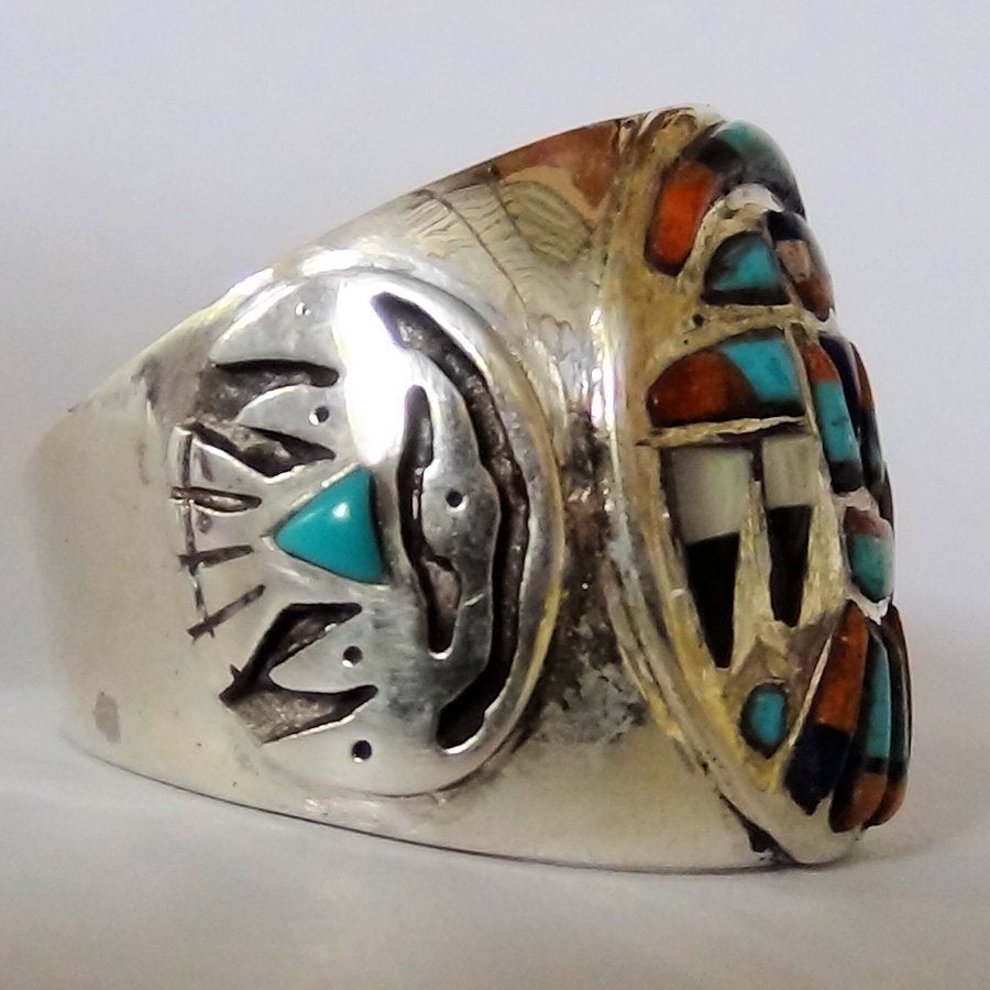 Bague Chevalière Tunderbird Overlay en Argent Pour Homme