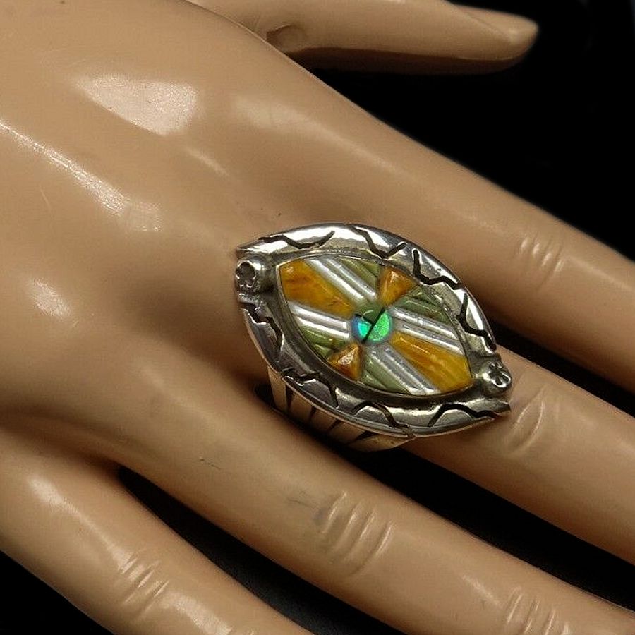 Bague Navajo Overlay Pour Femme