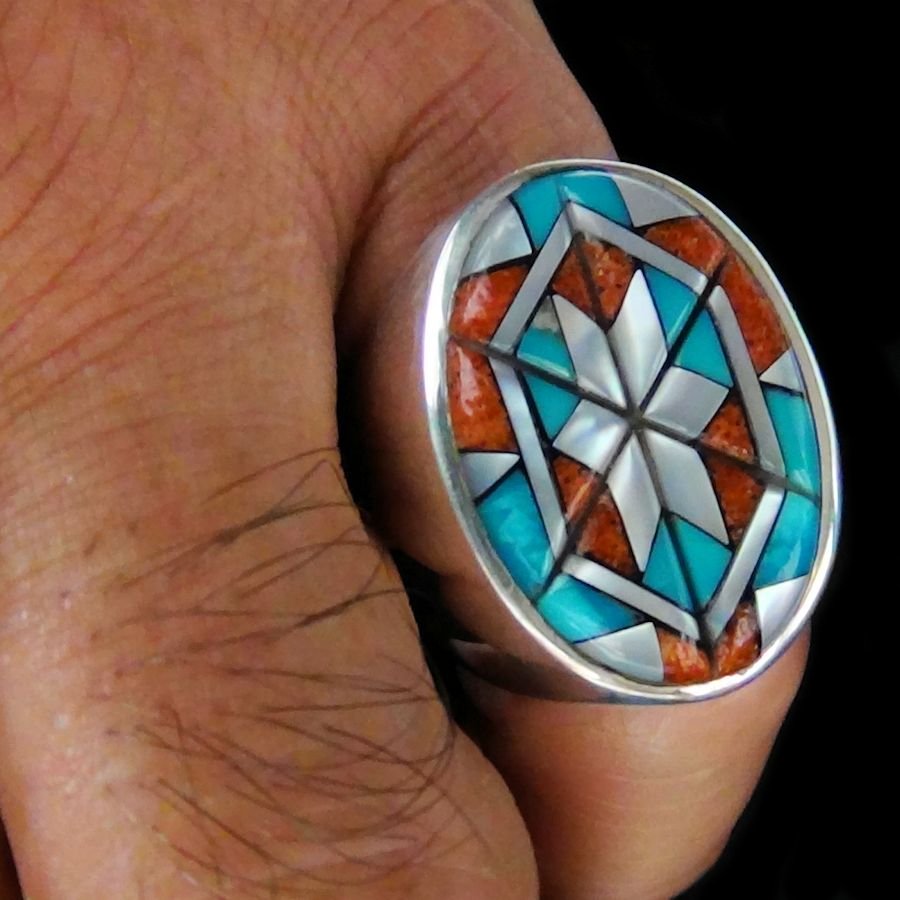 Bague Ovale Zuni en Argent 925, Flocon de Neige