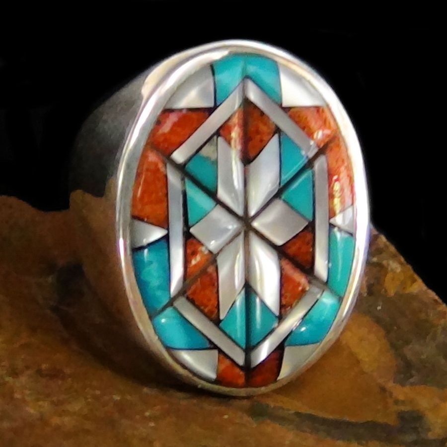 Bague Ovale Zuni en Argent 925, Flocon de Neige