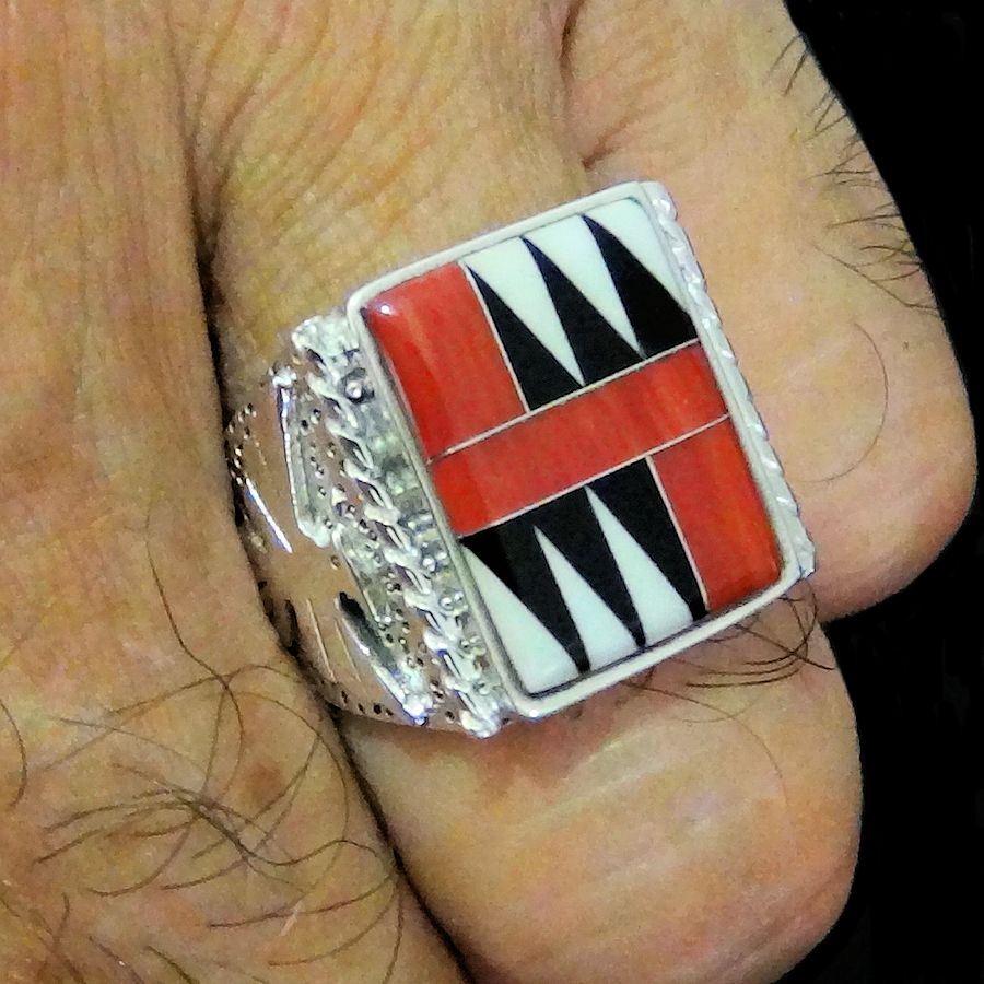 Bague Navajo Nacre et Corail