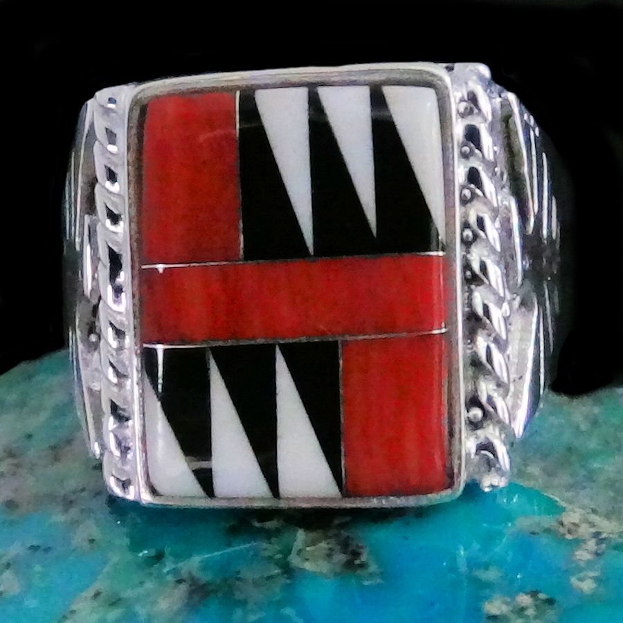 Bague Navajo Nacre et Corail