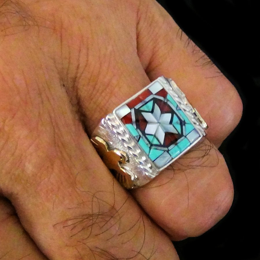 Chevalère Zuni Flocon de Neige en Argent