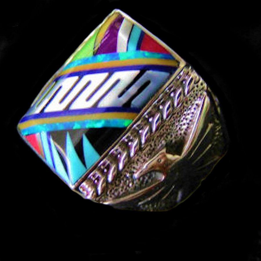 Bague Chevalière en Argent, Motif Navajo et Thunderbird Mod.5