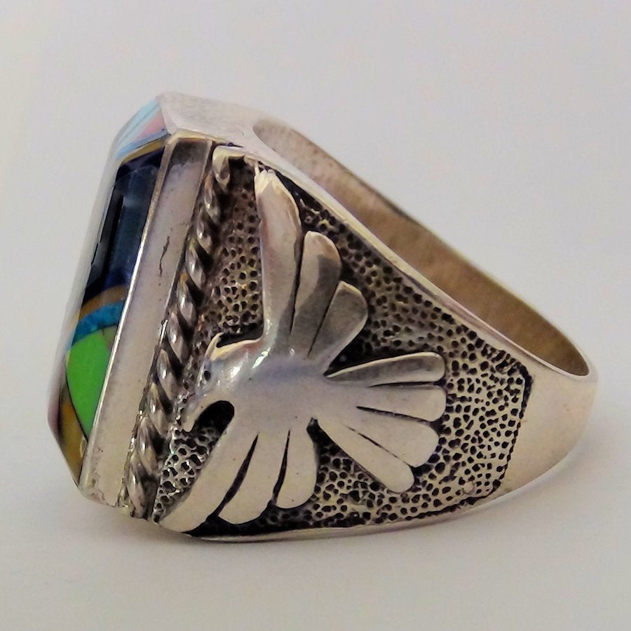 Bague Chevalière en Argent 925 Motif Navajo et Thunderbird Mod.7