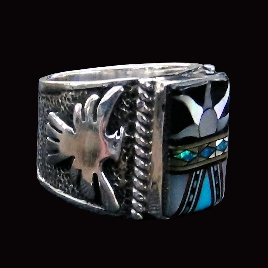 Bague Chevalière en Argent, Motif Navajo Soleil Mod.6