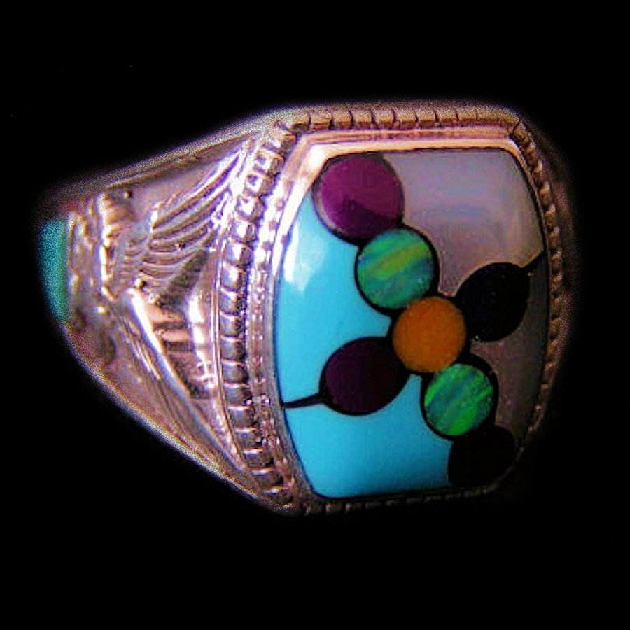 Bague Chevalière Amérindienne Pour Femme et pour Homme Symbole Navajo